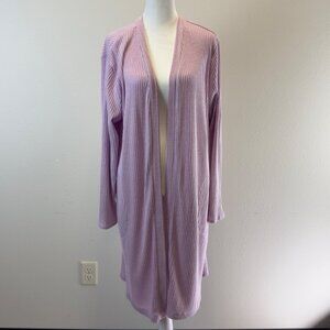 Cuddl Duds Women Lounge Cardigan Medium Open Front Ribbed Solid Lavender Comfort